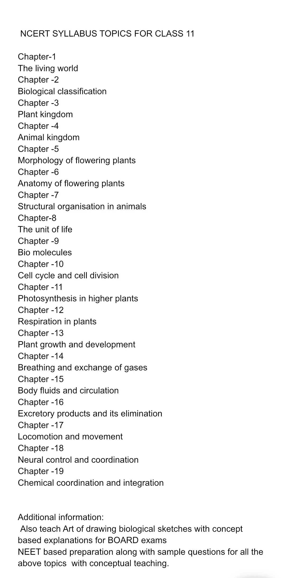 BIOLOGY  & NEET PREPARATION